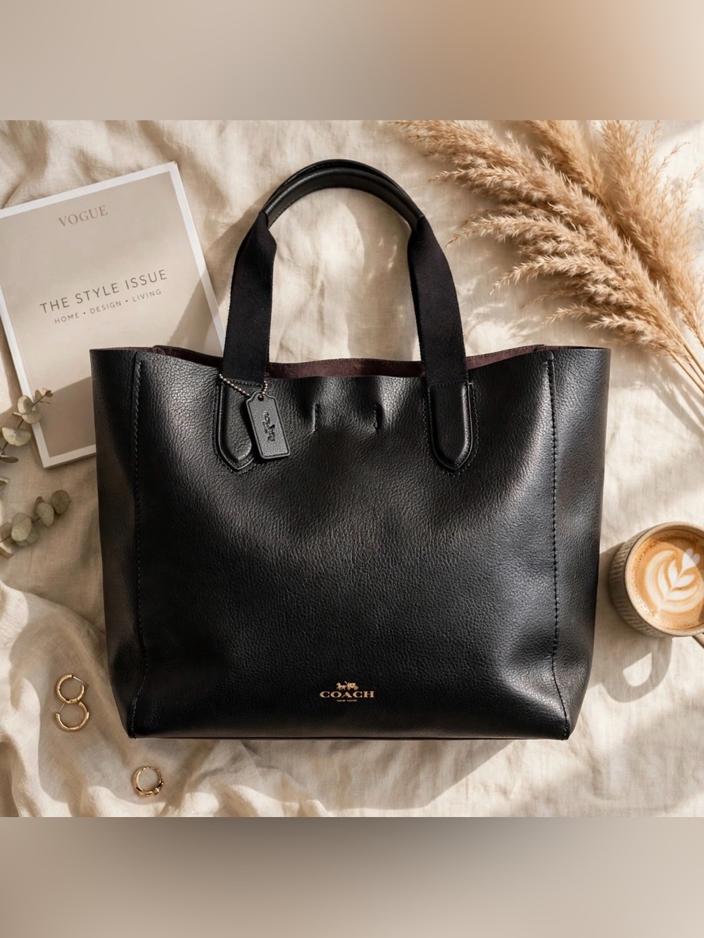 AUTHENTIC Coach Black Pebbled Leather Derby Tote Bag F59313 Shoulder Bag 🖤✨